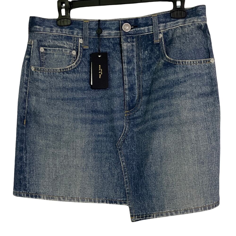 Rag & Bone Lenox Canvas Miramar Denim Mini Asymmetrical Mini Skirt Size 30